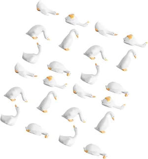 Sosoport 24pcs Mini Goose Figurines: Mini Resin Goose Statues Fairy Garden Swan Tiny Duck Micro Landscape Ornaments for Bonsai Dollhouse Potted Plant