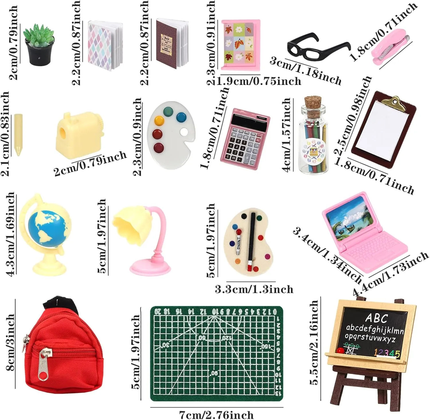 SOTOGO 34 Pieces Doll House School Supplies Mini School Accessories Dollhouse Toy Home Miniature Model DIY Doll Accessories
