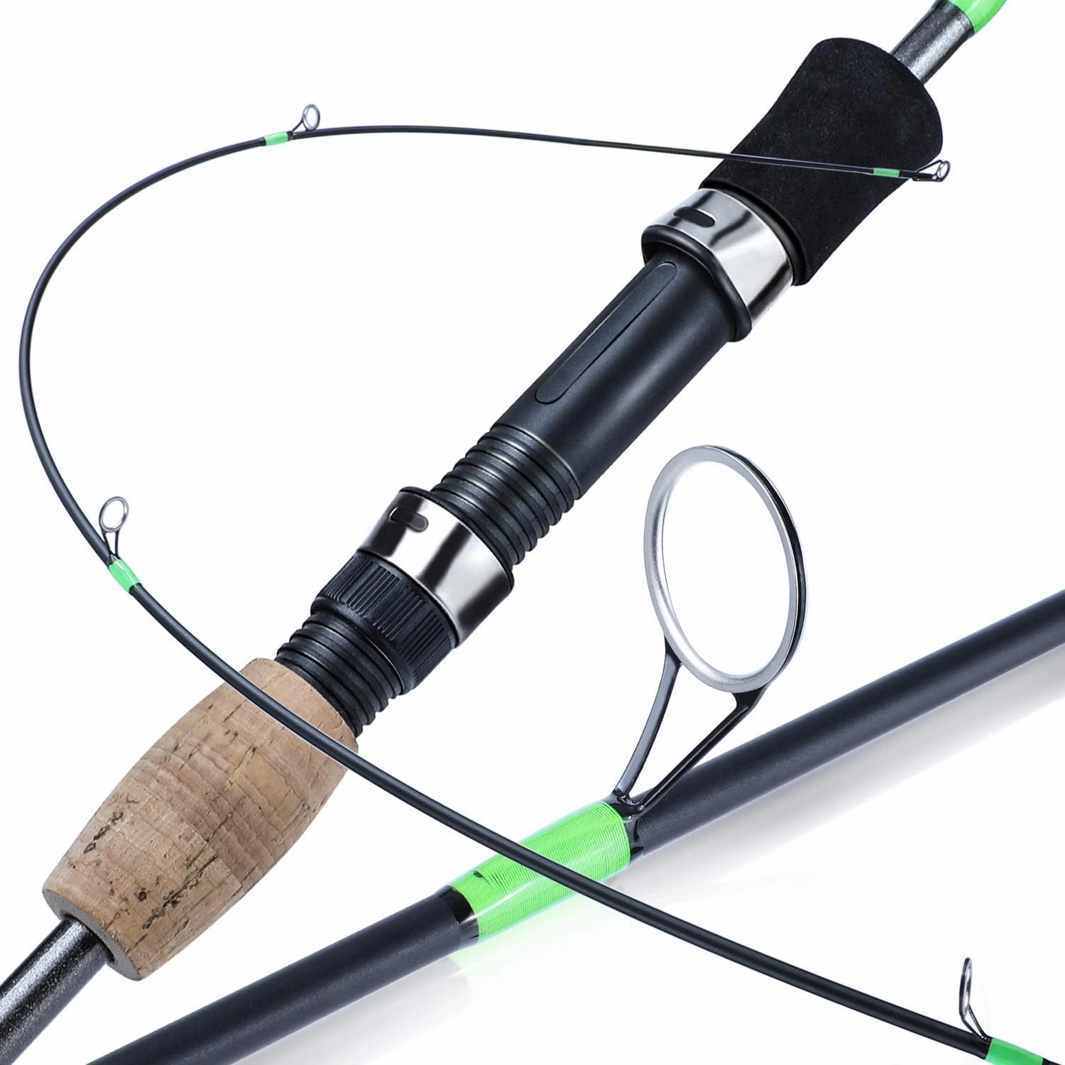 Sougayilang Flexible Fishing Rods, Spinning Rods & Casting Rods, Lightweight Trout Rods 2 Pieces Cork Handle Crappie Fishing