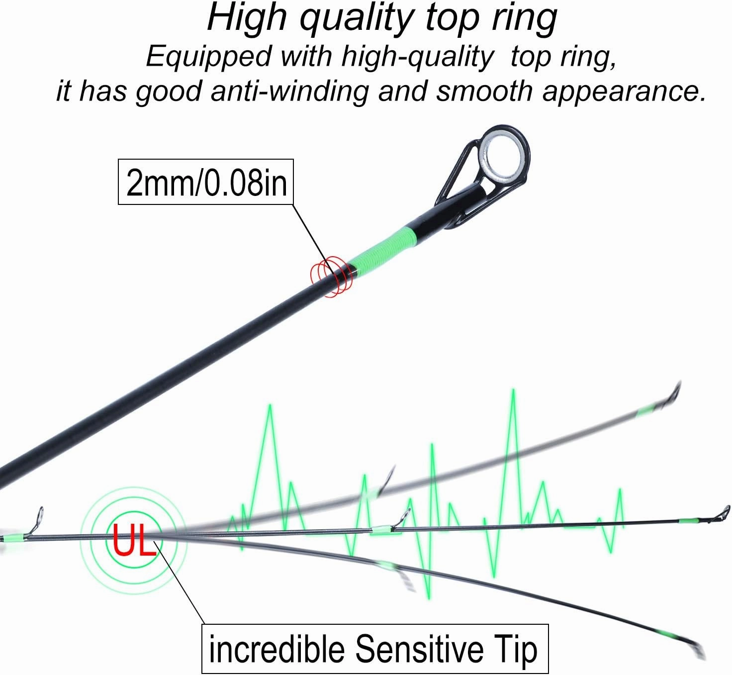 Sougayilang Flexible Fishing Rods, Spinning Rods & Casting Rods, Lightweight Trout Rods 2 Pieces Cork Handle Crappie Fishing