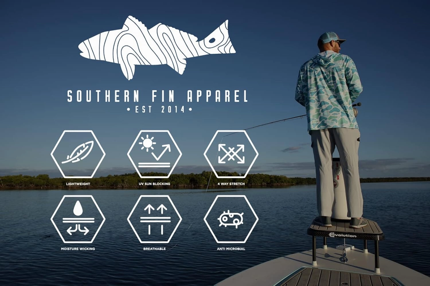 Southern Fin Apparel Performance Fishing Hoodie Shirt for Men Women UPF UV 50  Lightweight With Hood