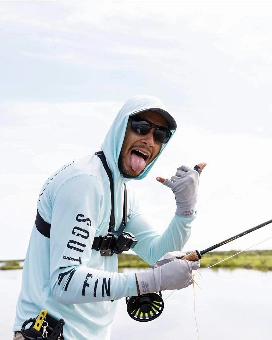 Southern Fin Apparel Performance Fishing Hoodie Shirt for Men Women UPF UV 50  Lightweight With Hood