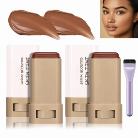 Splendor Serum Boosted Skin Tint Balm, Splendor Balm Solid Tinted Moisturizing Serum Contour Stick Foundation Face Stick, Sweat-proof Portable for Women of All Skin Tones (#3-2PCS)