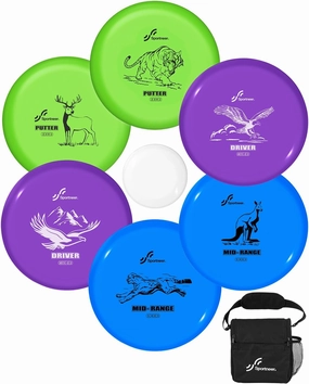 Sportneer Disc Golf Set - Disc Golf Starter Set 6 Pack with Putter, Mid-Range, Driver, Mini Disc Marker Include Portable Bag for Beginner Backyard Outdoor Game