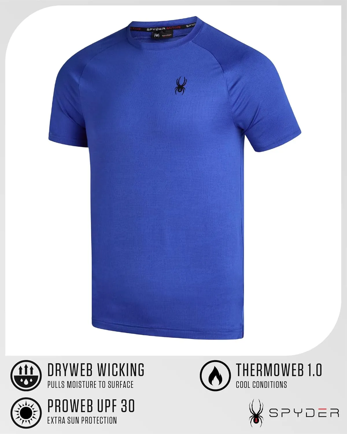 Spyder Men's Athletic Short Sleeve T-Shirt - Lightweight Crewneck Performance Workout Gym and Running Top (Sizes: S-XL)