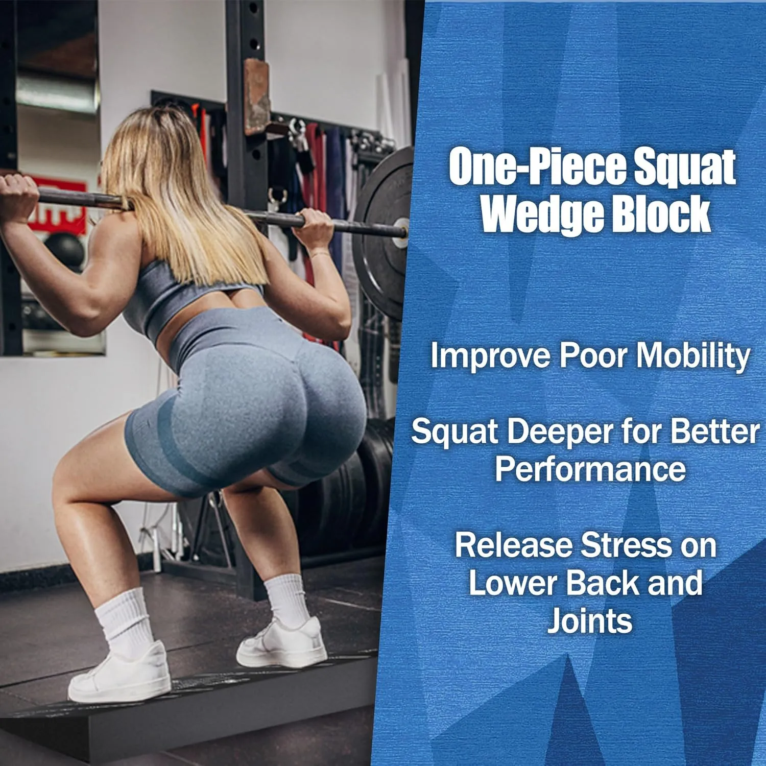 Squat Wedge Block One Piece: Heel Elevated Slant Board for Squats Weightliting Home Gym Squat Wedge
