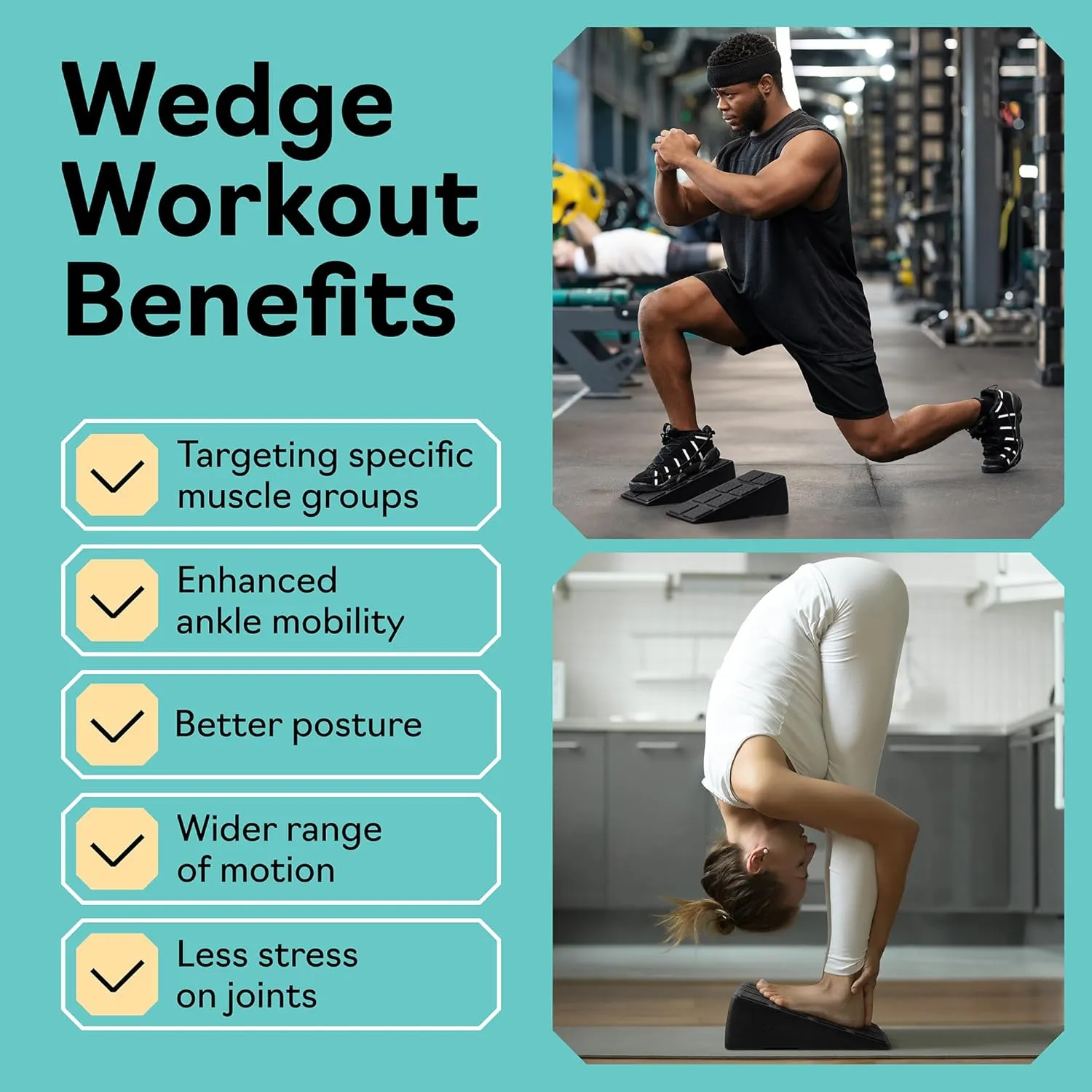 Squat Wedge - Squat Wedge Block 520 LBS Weight Capacity - Slant Board for Calf Stretching - Calf Stretcher Slant Board - yoga blocks