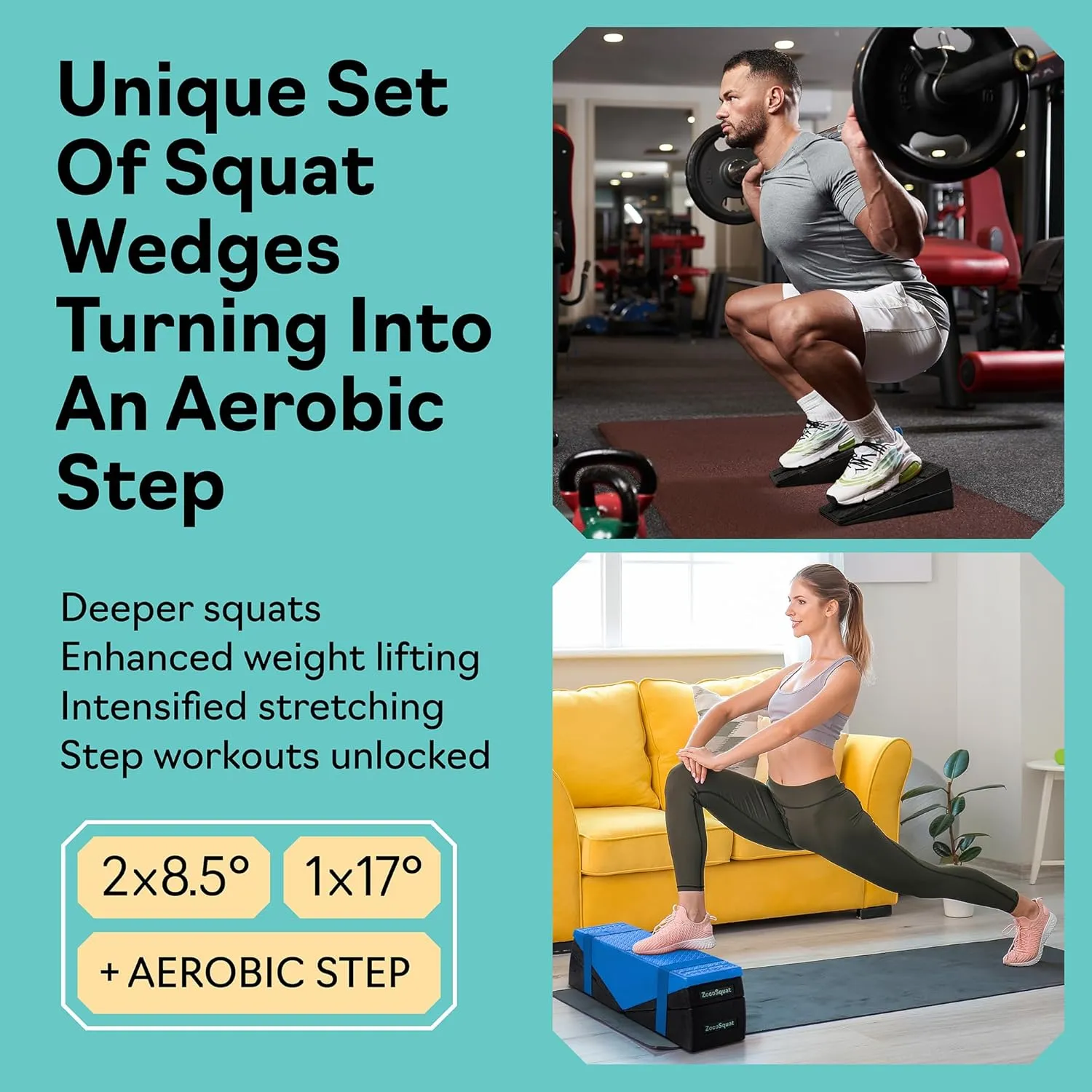 Squat Wedge - Squat Wedge Block 520 LBS Weight Capacity - Slant Board for Calf Stretching - Calf Stretcher Slant Board - yoga blocks