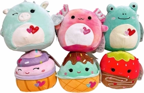 Squishmallows Kellytoy Valentines D Set of 6 Dragon Frog Axolotl 5" Mini Plush Doll Toy