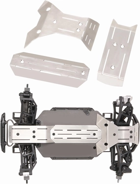 Stainless Steel Chassis Armor Set Front & Rear Skid Plate Guard for Traxxas Mini Maxx RC Upgrade Parts