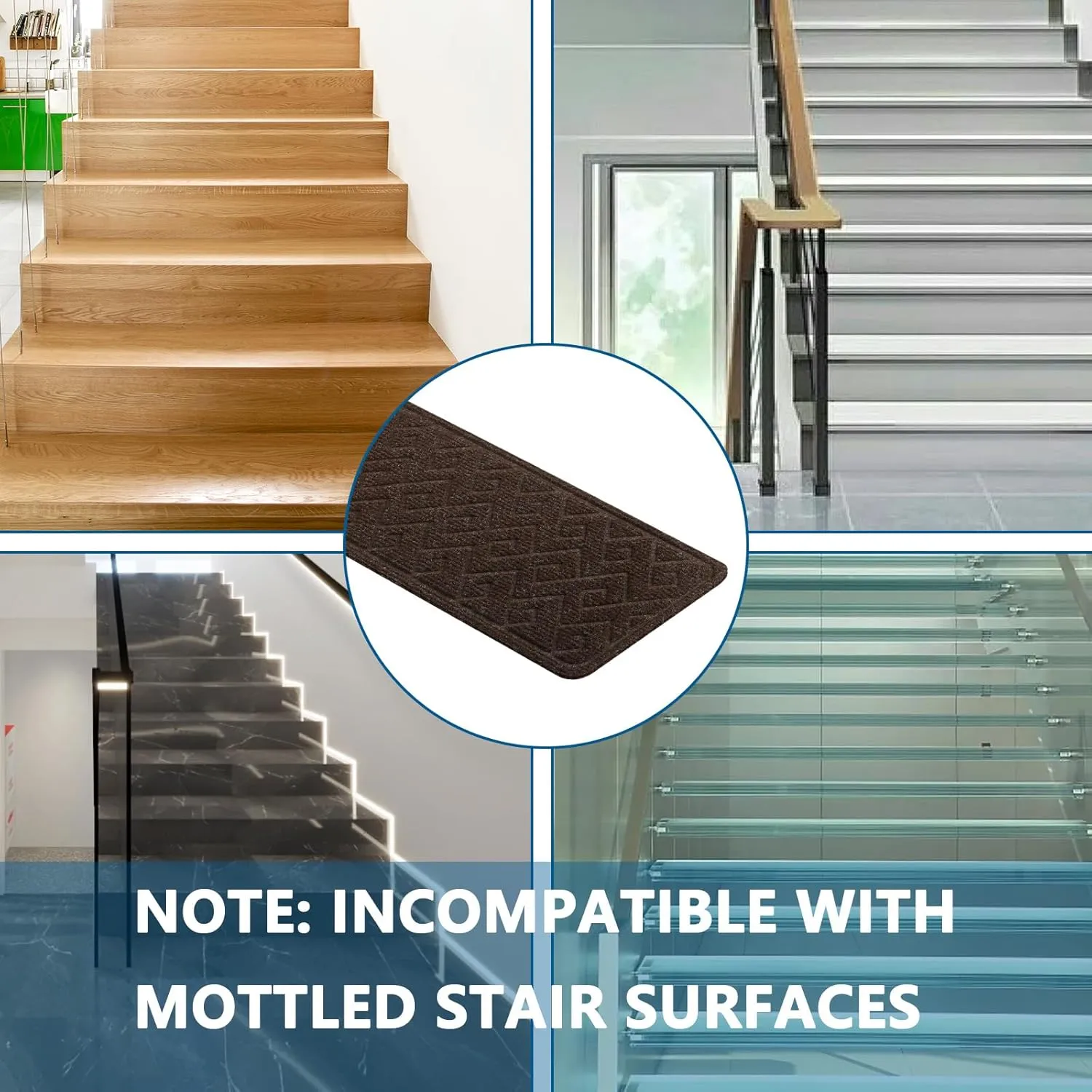 Stair Treads for Wooden Steps Indoor, 15 Pack 8" X 30" Non Slip Carpet Stair Treads with Reusable Adhesive for Kids Elders and Dogs, Surface Polyester TPR Backing Stair Rugs