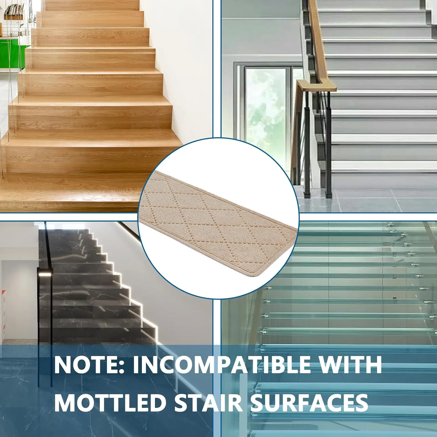 Stair Treads for Wooden Steps Indoor, 8" X 30" Non Slip Carpet Stair Treads with Reusable Adhesive for Kids Elders and Dogs, Surface Polyester TPR Backing Stair Rugs, 4 Pack Beige