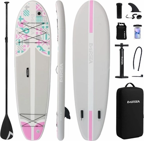 Stand-Up Paddle Boards, 10 ft Inflatable Paddle Board with SUP Accessories, Non-Slip EVA Deck, Dual PVC Layer, Memphis Style Pattern, 31 in Wide Stable All-Around Paddleboard for Youth & Adult