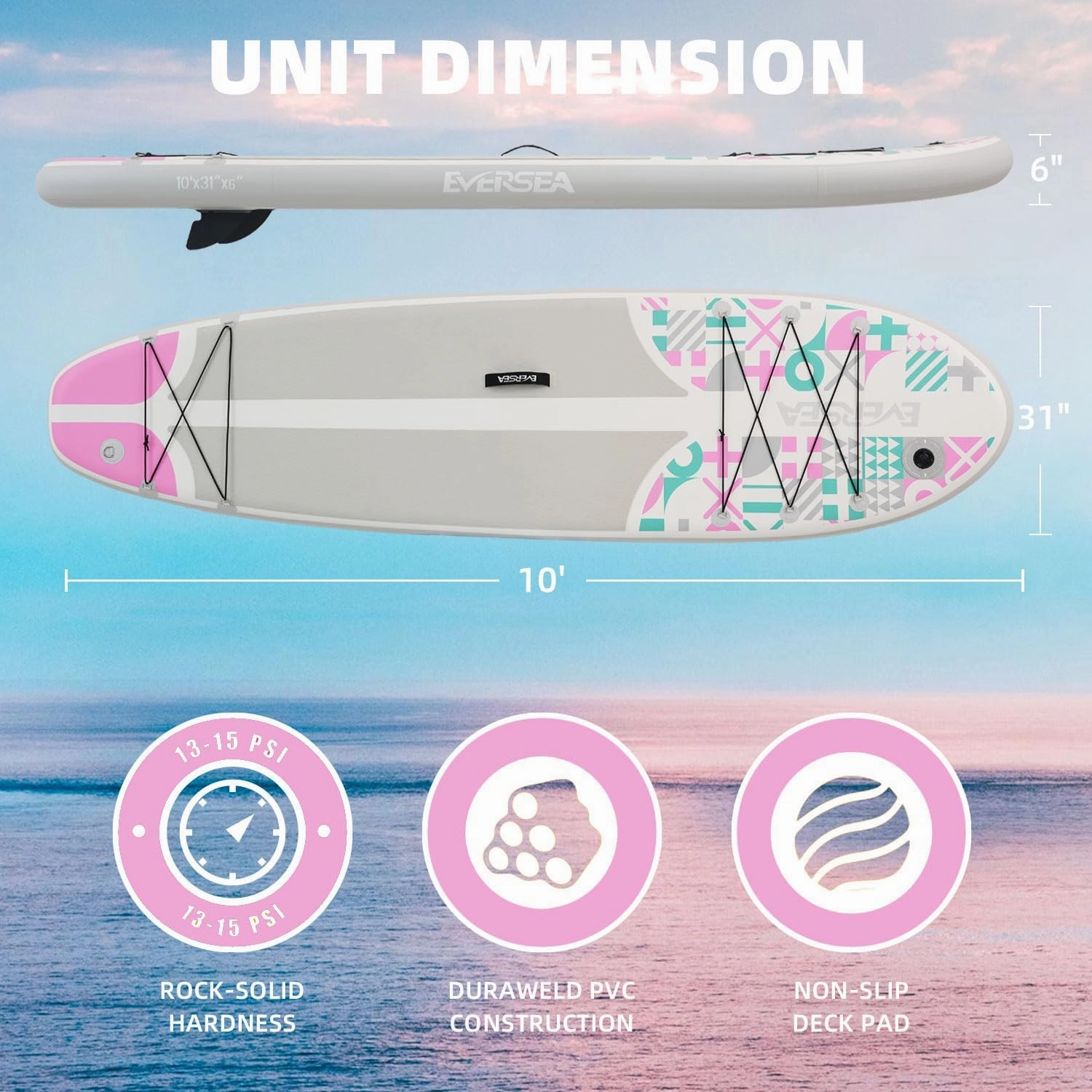 Stand-Up Paddle Boards, 10 ft Inflatable Paddle Board with SUP Accessories, Non-Slip EVA Deck, Dual PVC Layer, Memphis Style Pattern, 31 in Wide Stable All-Around Paddleboard for Youth & Adult