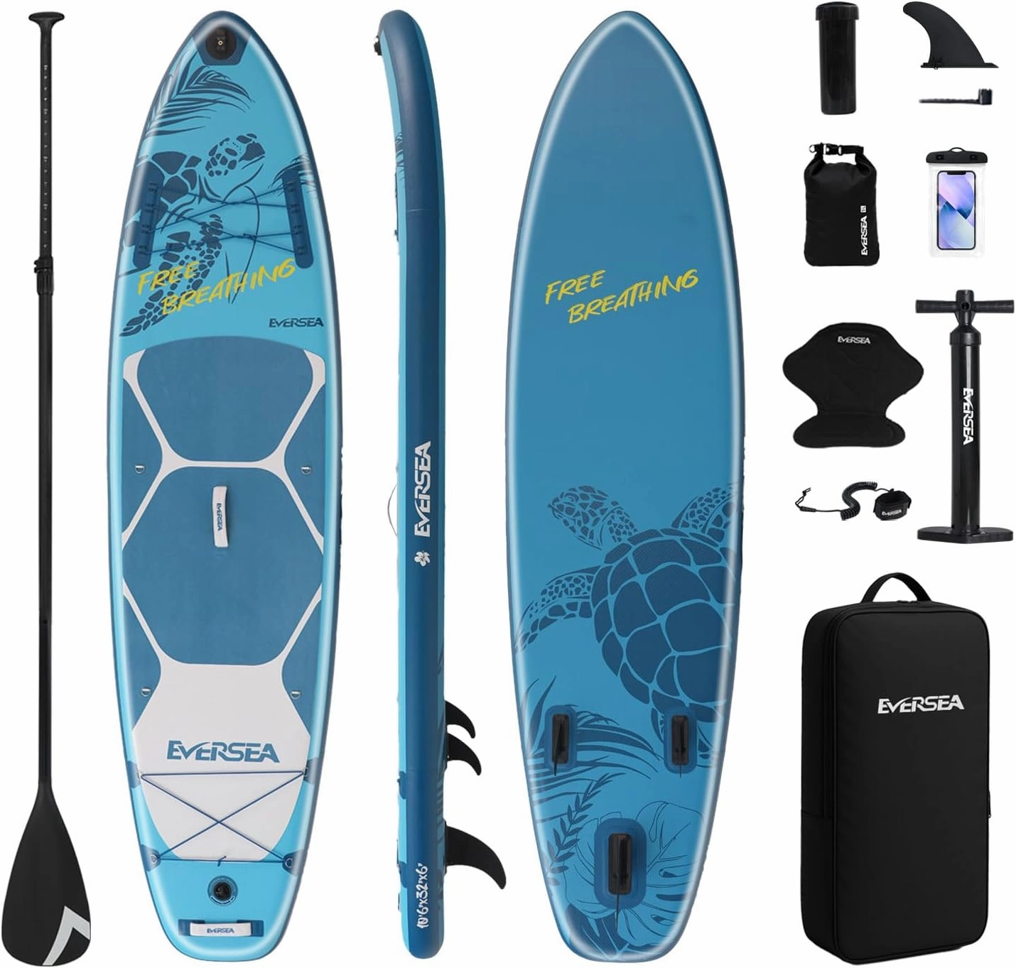 Stand-Up Paddle Boards, 11 ft Inflatable Paddle Board with SUP Accessories, Non-Slip EVA Deck, 3 Main Fin, Turtle Pattern, 32 in Extra Wide Stable All-Around Paddleboard for Youth & Adults