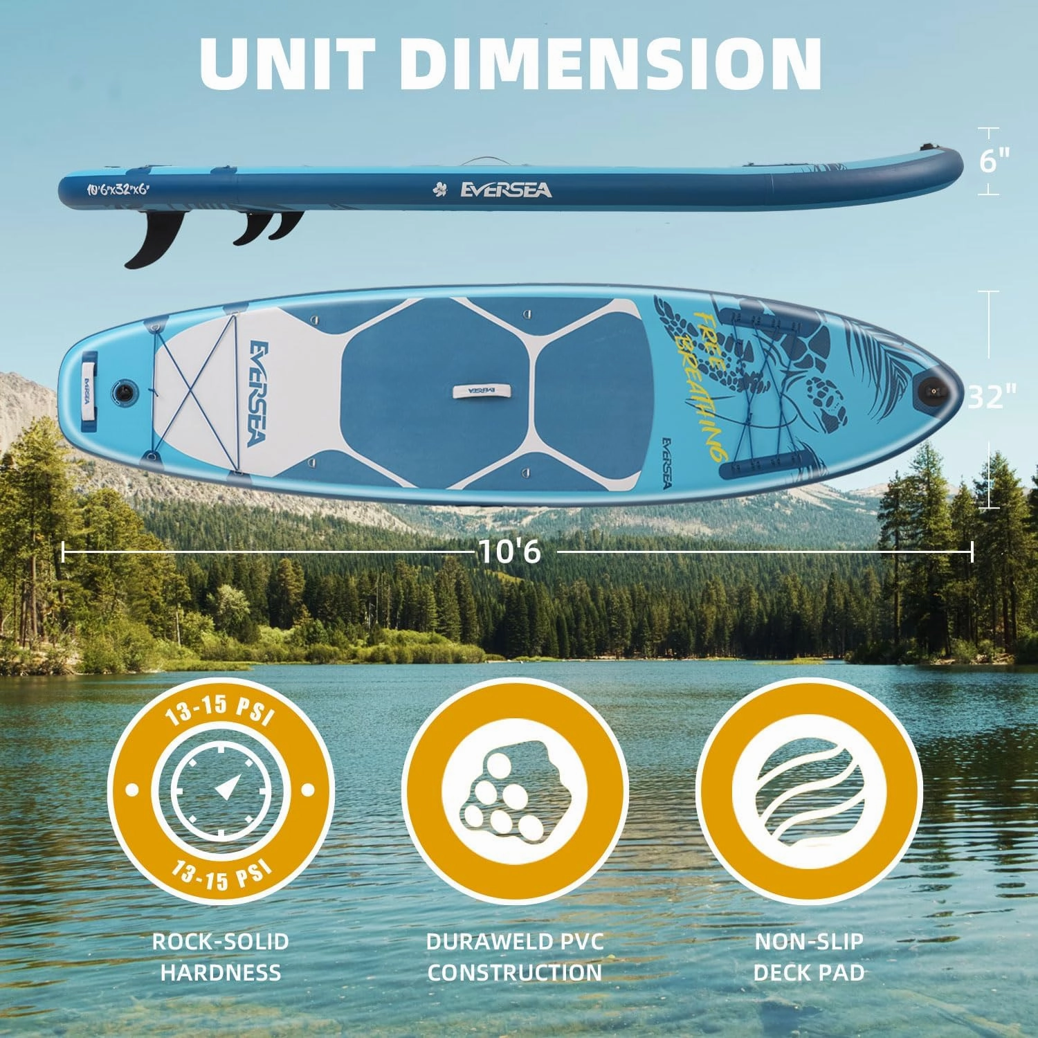 Stand-Up Paddle Boards, 11 ft Inflatable Paddle Board with SUP Accessories, Non-Slip EVA Deck, 3 Main Fin, Turtle Pattern, 32 in Extra Wide Stable All-Around Paddleboard for Youth & Adults