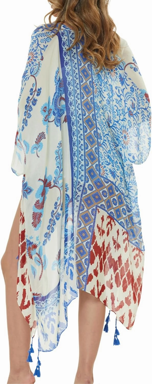 STARWHISPER Women's Swimsuit Cover Up for Beach Kimono with Bohemian Cruise Outfits for Women 2025 Summer Casual Resort Wear