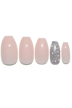 Static Nails Reusable Pop-On Manicure Set - Ballerina | Shiny Pink Coffin False Nails | Long Press On Nails | Salon Quality Non-Damaging Acrylic Nails | Fake Nail Kit with Glue | Fake Nail Tips