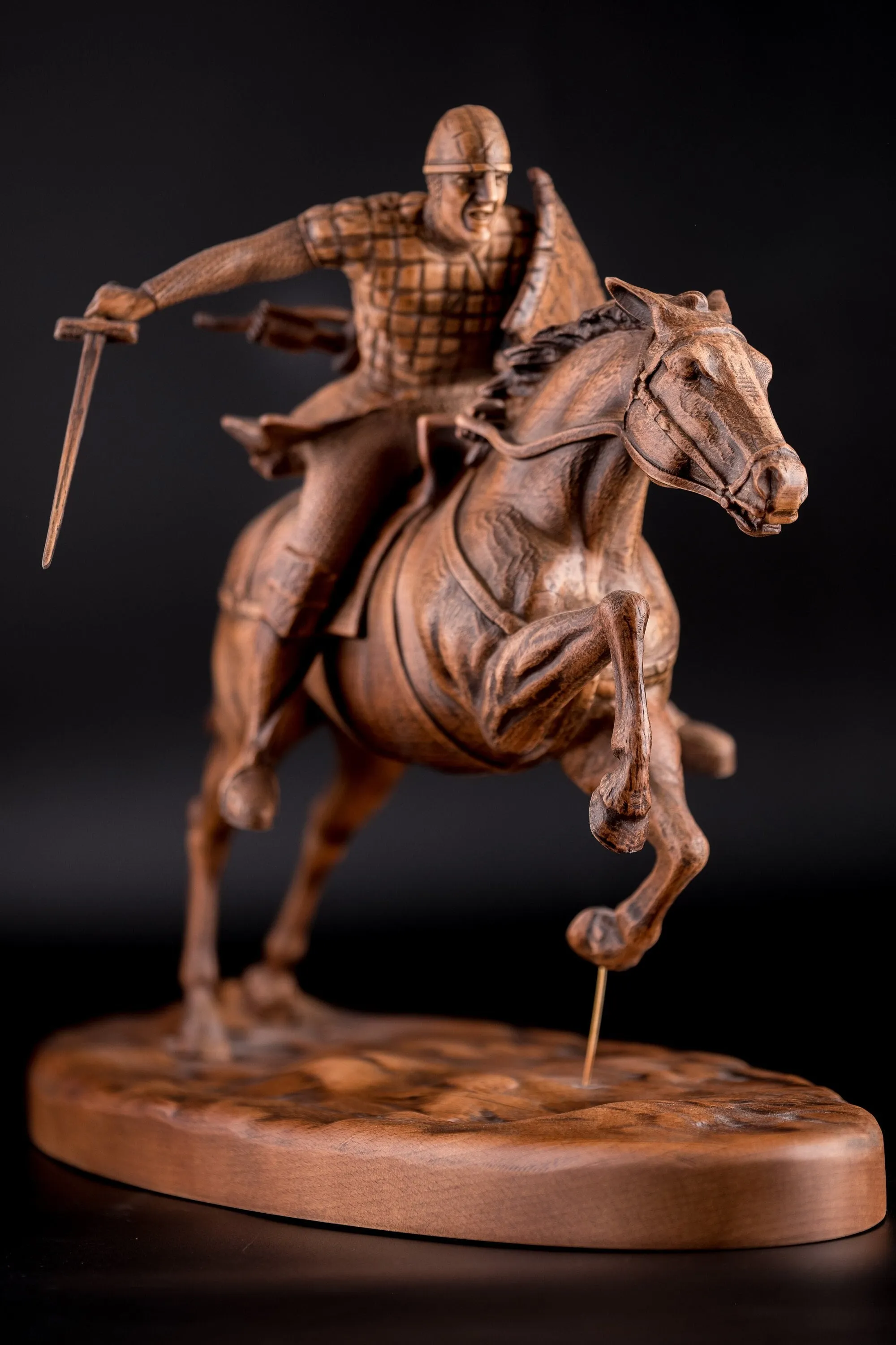 Statuette Knight with Sword on Galloping Horse