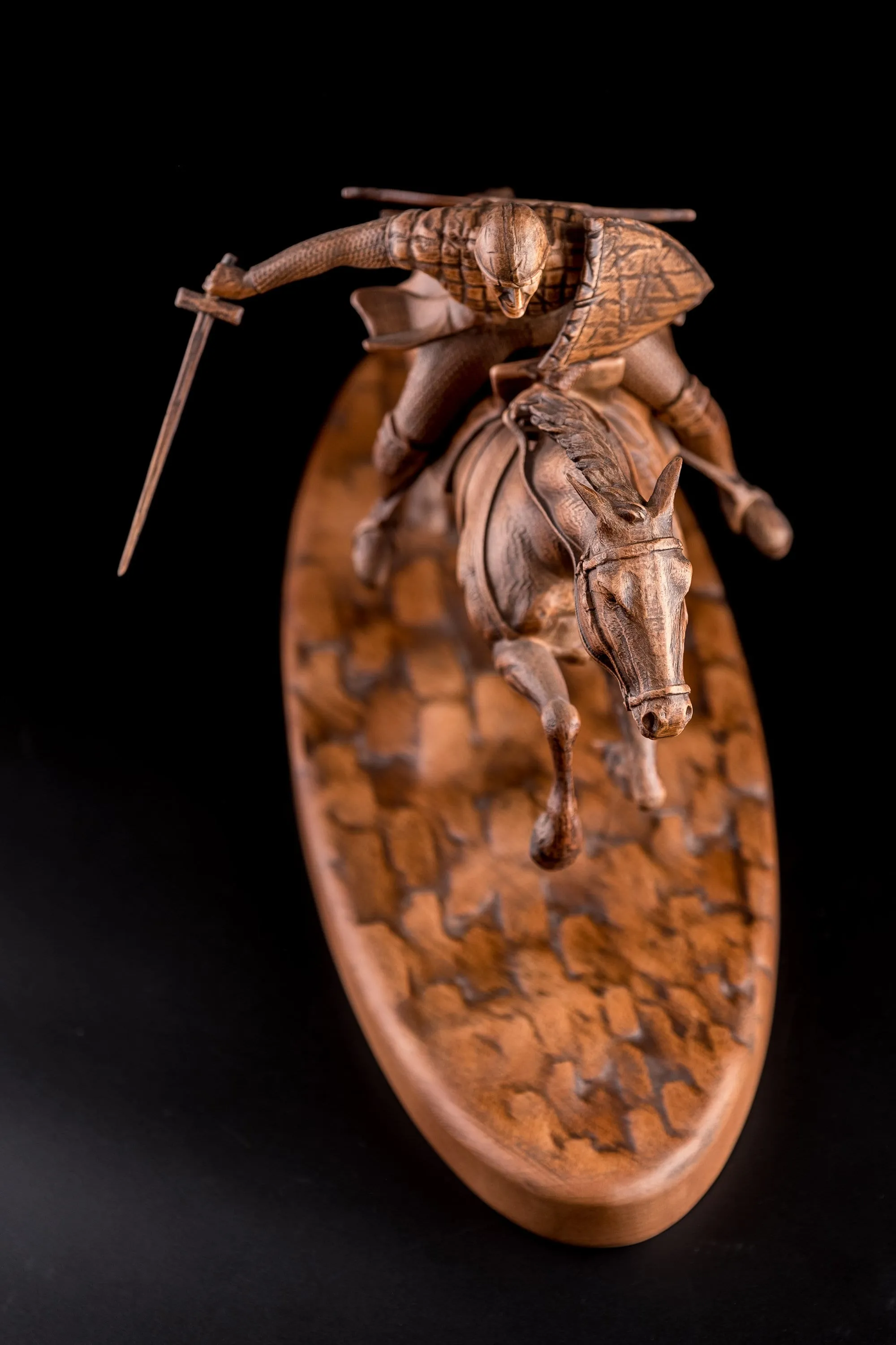 Statuette Knight with Sword on Galloping Horse