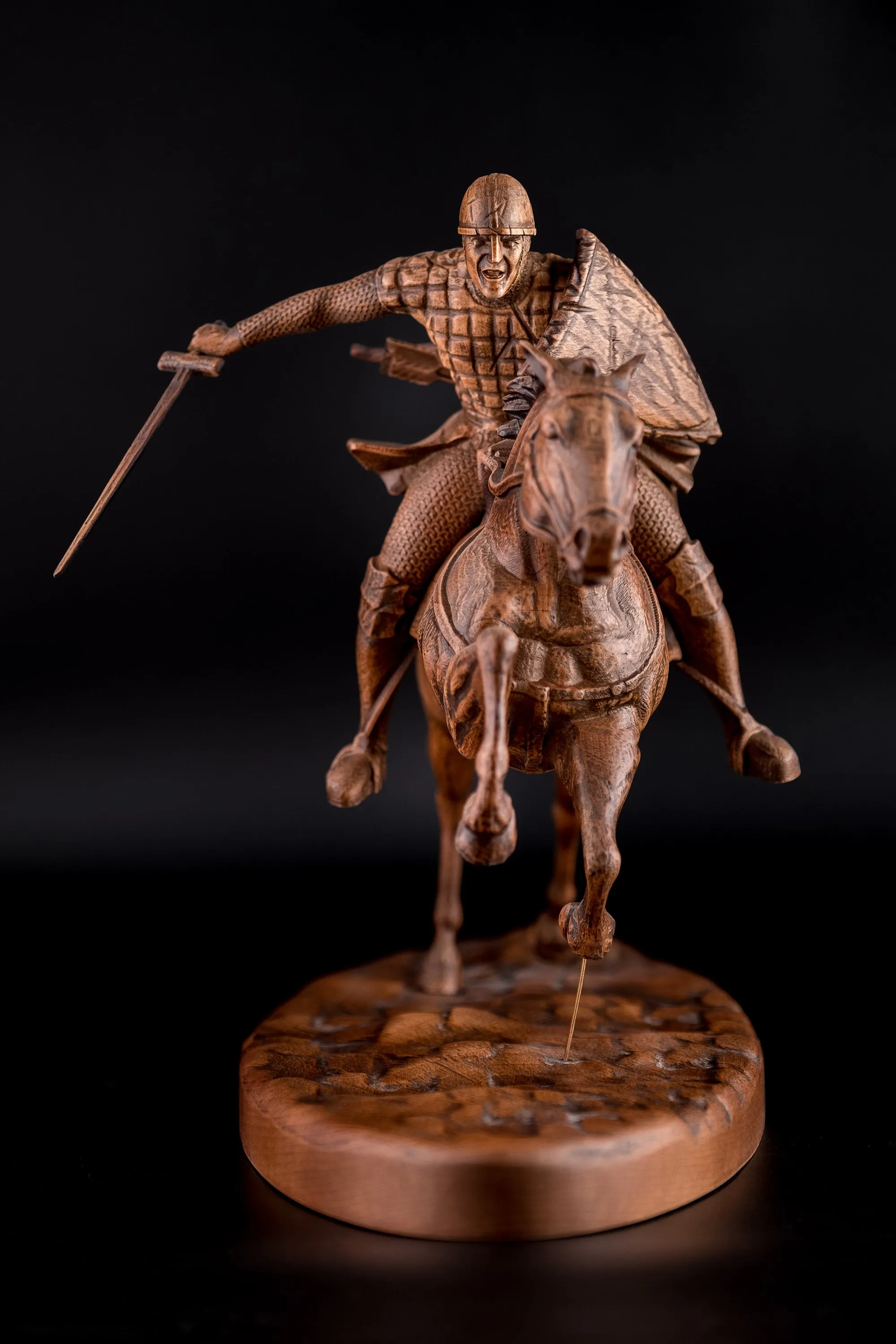 Statuette Knight with Sword on Galloping Horse