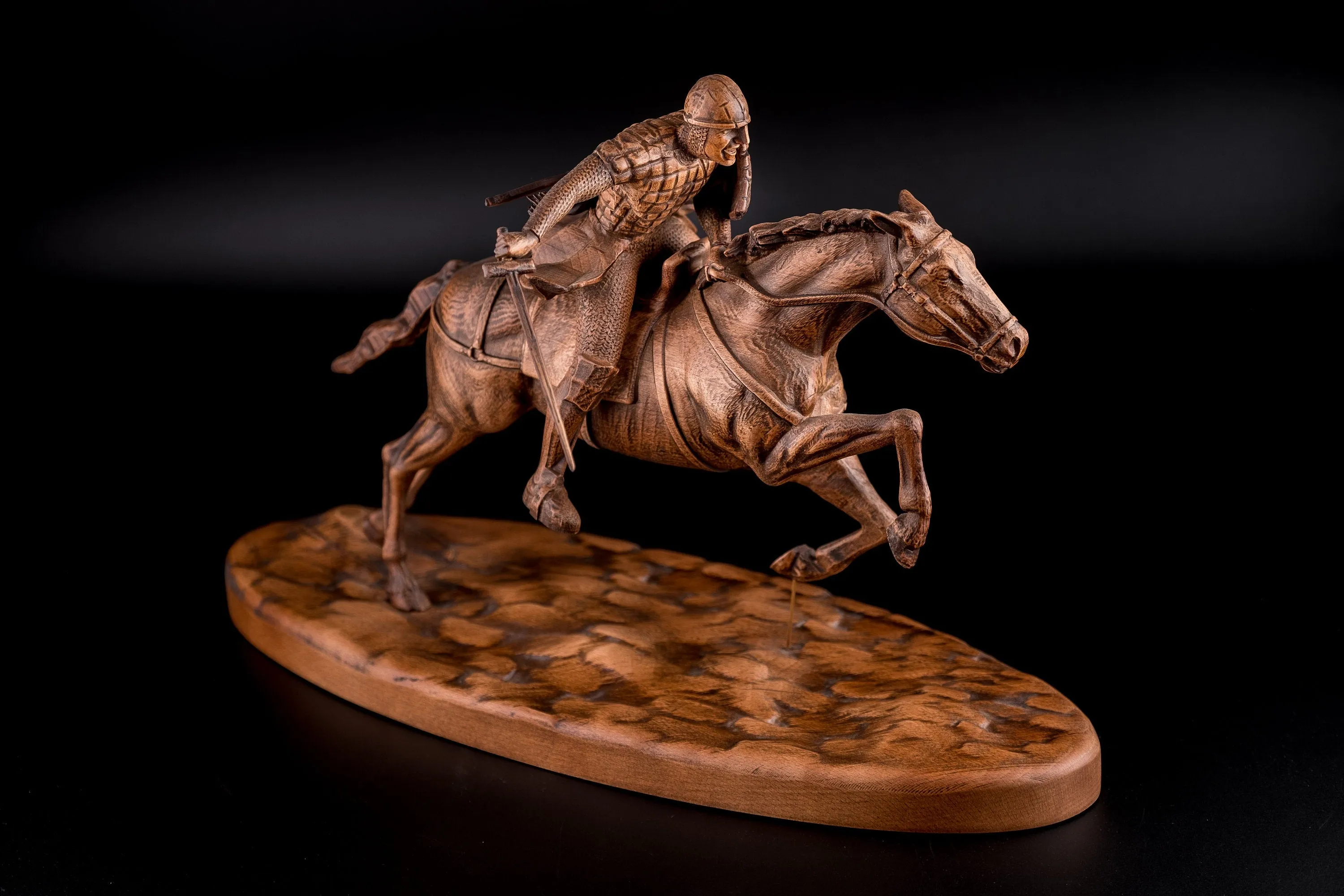 Statuette Knight with Sword on Galloping Horse