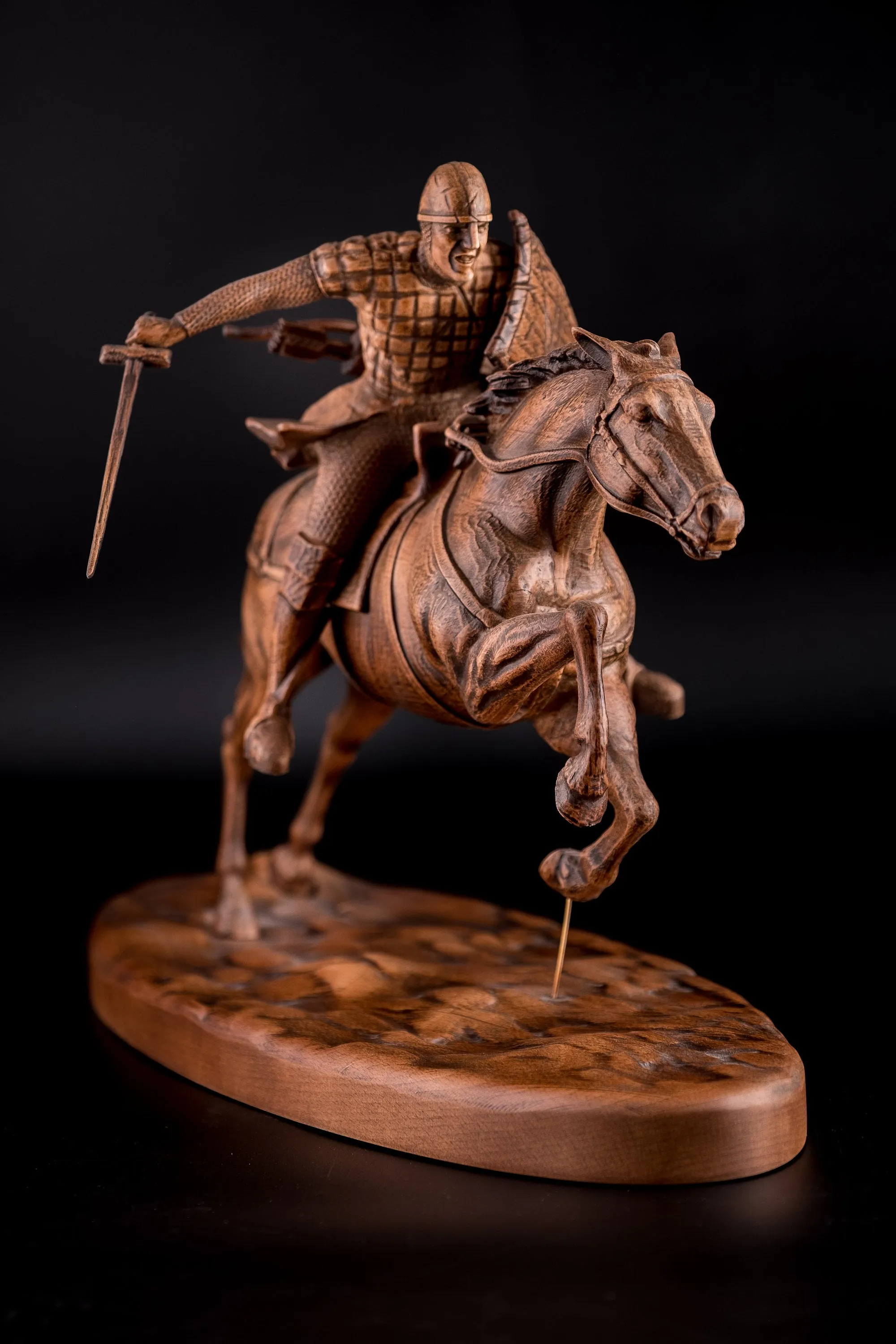 Statuette Knight with Sword on Galloping Horse