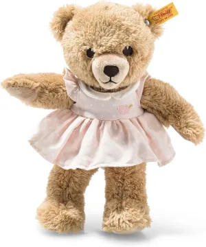 Steiff Sleep Well Teddy Bear Plush Toy in Pink Pajamas, 9”, Light Brown, Machine Washable (239526)