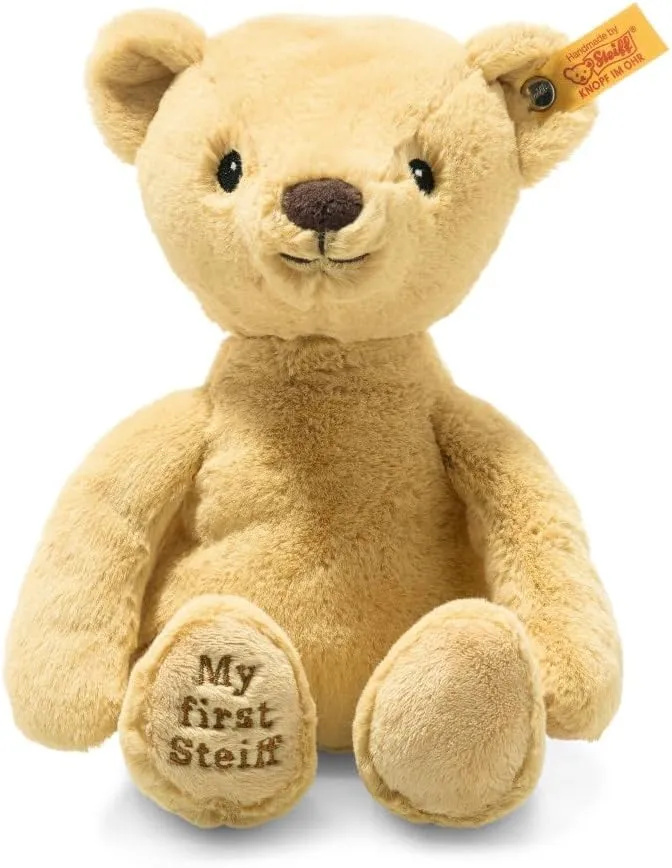 Steiff Soft Cuddly Friends My First Teddy Bear 10", Premium Stuffed Animal, Golden Blond