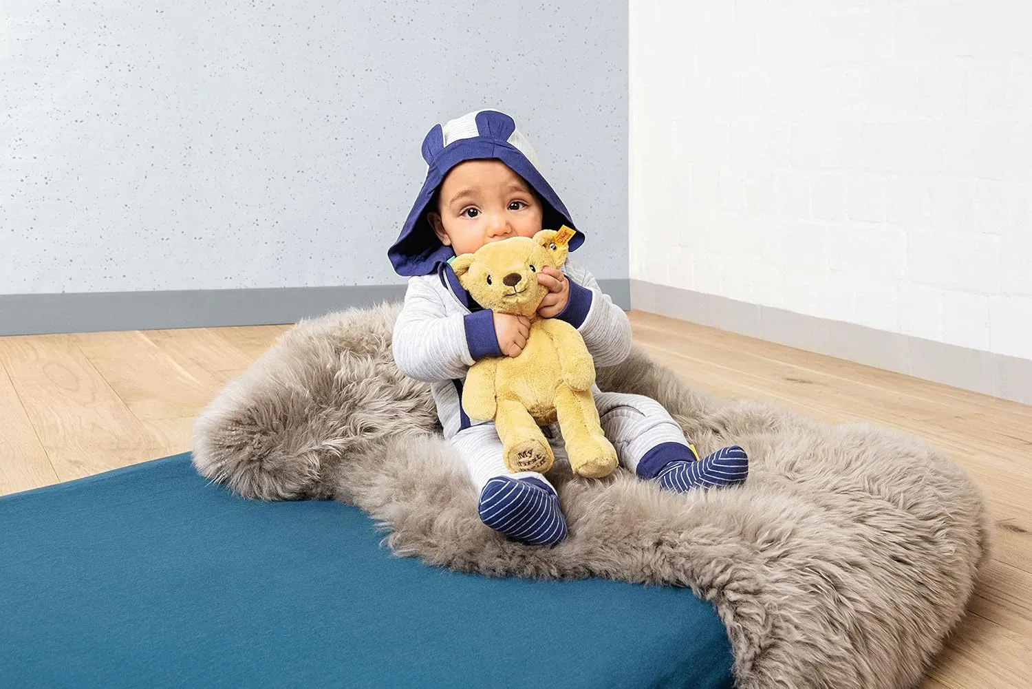 Steiff Soft Cuddly Friends My First Teddy Bear 10", Premium Stuffed Animal, Golden Blond