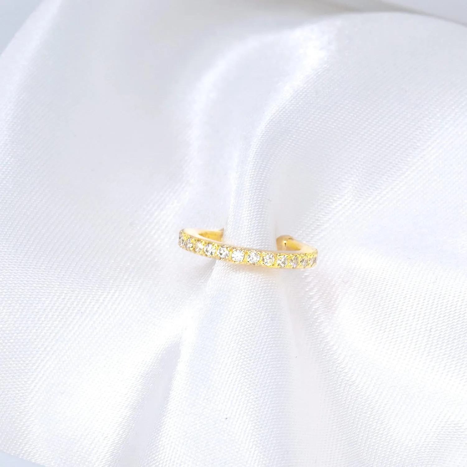 Sterling Silver & Gold Plated Earcuff with Cubic Zirconia Earrings, Mix and Match Studs, Hypoallergenic, Cuff Wrap, Conch Earrings, Fake Piercing CZ Ear Cuff, No Piercing, Jewelry For Women