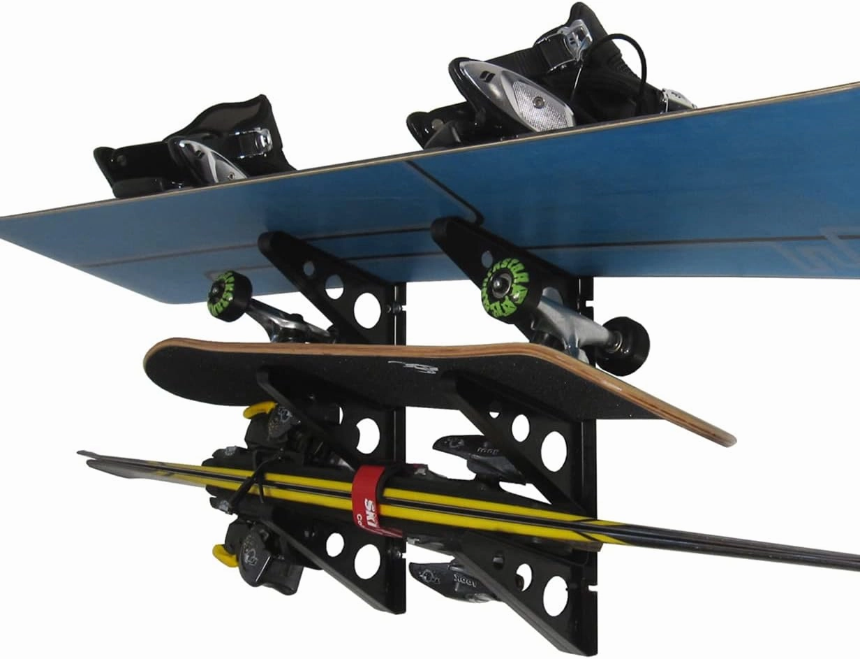 StoreYourBoard ABS Plastic Ski and Snowboard Storage Rack, Black, 20 in