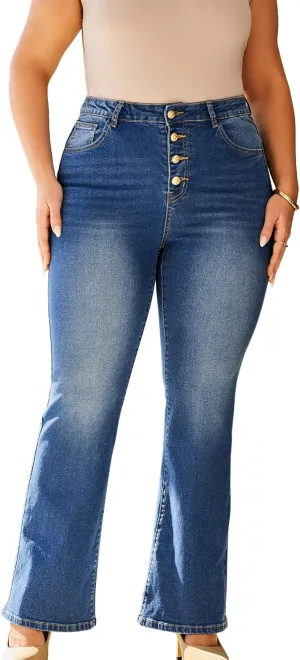 Stretchy Bootcut Jeans for Women High Waisted Jeans for Women with Pockets （Standard）
