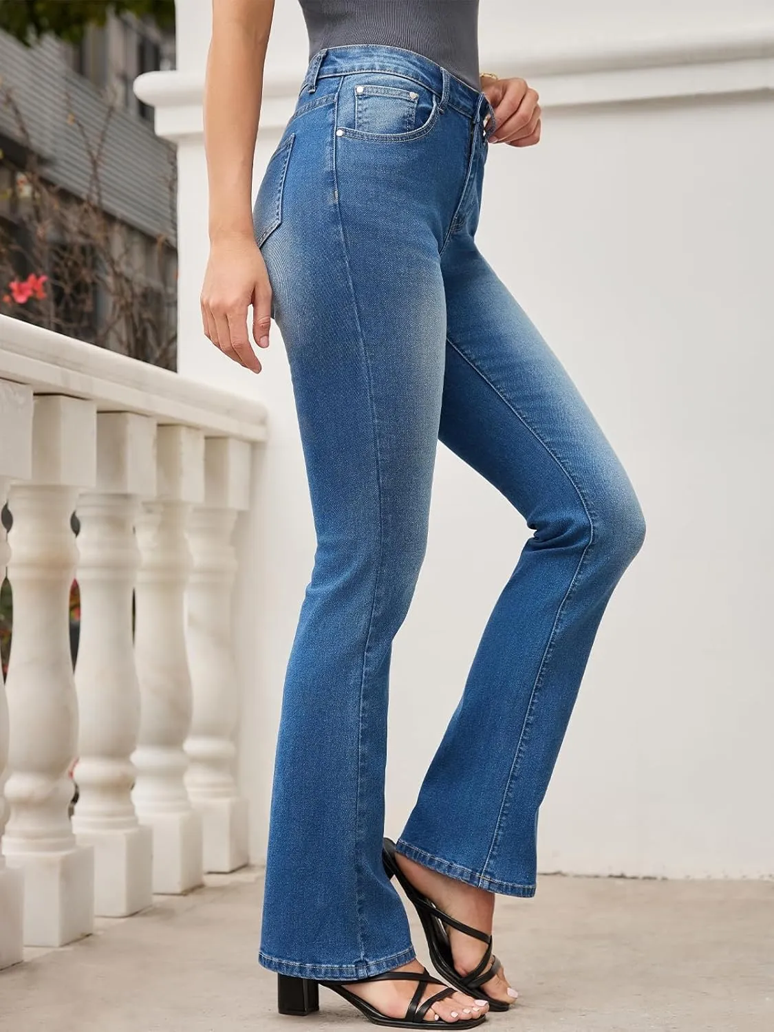 Stretchy Bootcut Jeans for Women High Waisted Jeans for Women with Pockets （Standard）