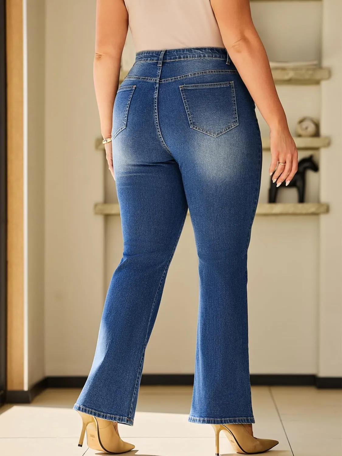 Stretchy Bootcut Jeans for Women High Waisted Jeans for Women with Pockets （Standard）