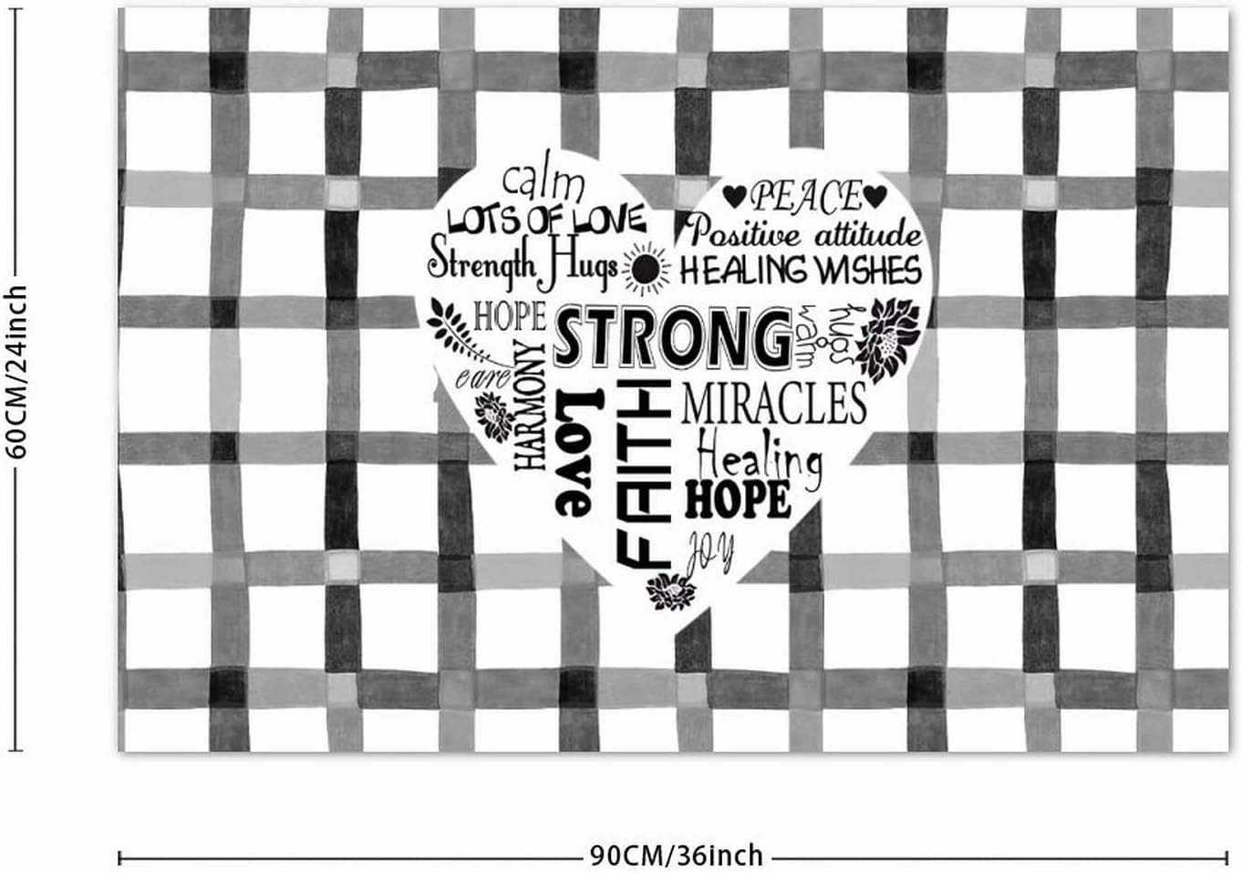 Strong Hope Strength Peace Calm Faith Hugs Healing Positive Coconut Coir Door Mats Love Heart Black White Buffalo Plaid Front Door Porch Outside Dries Quickly Easy to Maintain Housewarming Gift 24x36