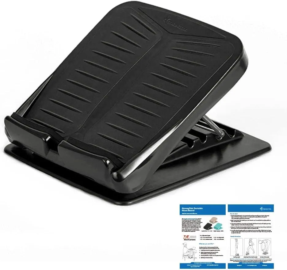 StrongTek Plastic Calf Stretch Board, Slant Board for Calf Stretching, 5-Level Adjustable Incline Board, Enhanced Ankle Flexibility, Targeted Physical Therapy, Durable with Non-Slip Surface