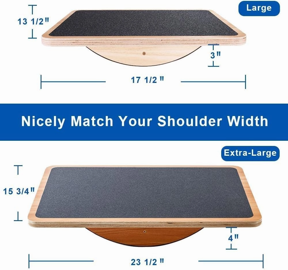 StrongTek Professional Wooden Balance Board, Rocker Board, Wood Standing Desk Accessory, Balancing Board for Under Desk, Anti Slip Roller, Core Strength, Stability, Office Wobble Boards