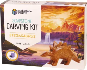 STUDIOSTONE CREATIVE DIY Arts & Crafts Carving Kit Kids Adults Stegosaurus Sculpture Soapstone