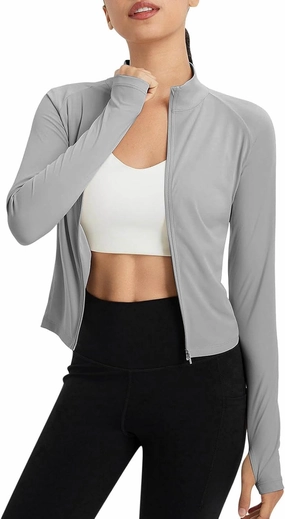 Sun Protection Shirts for Women Long Sleeve Full Zip SPF Crop Jacket Lightweight Hiking Outdoor UV Protection Clothes