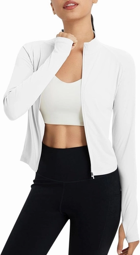 Sun Protection Shirts for Women Long Sleeve Full Zip SPF Crop Jacket Lightweight Hiking Outdoor UV Protection Clothes