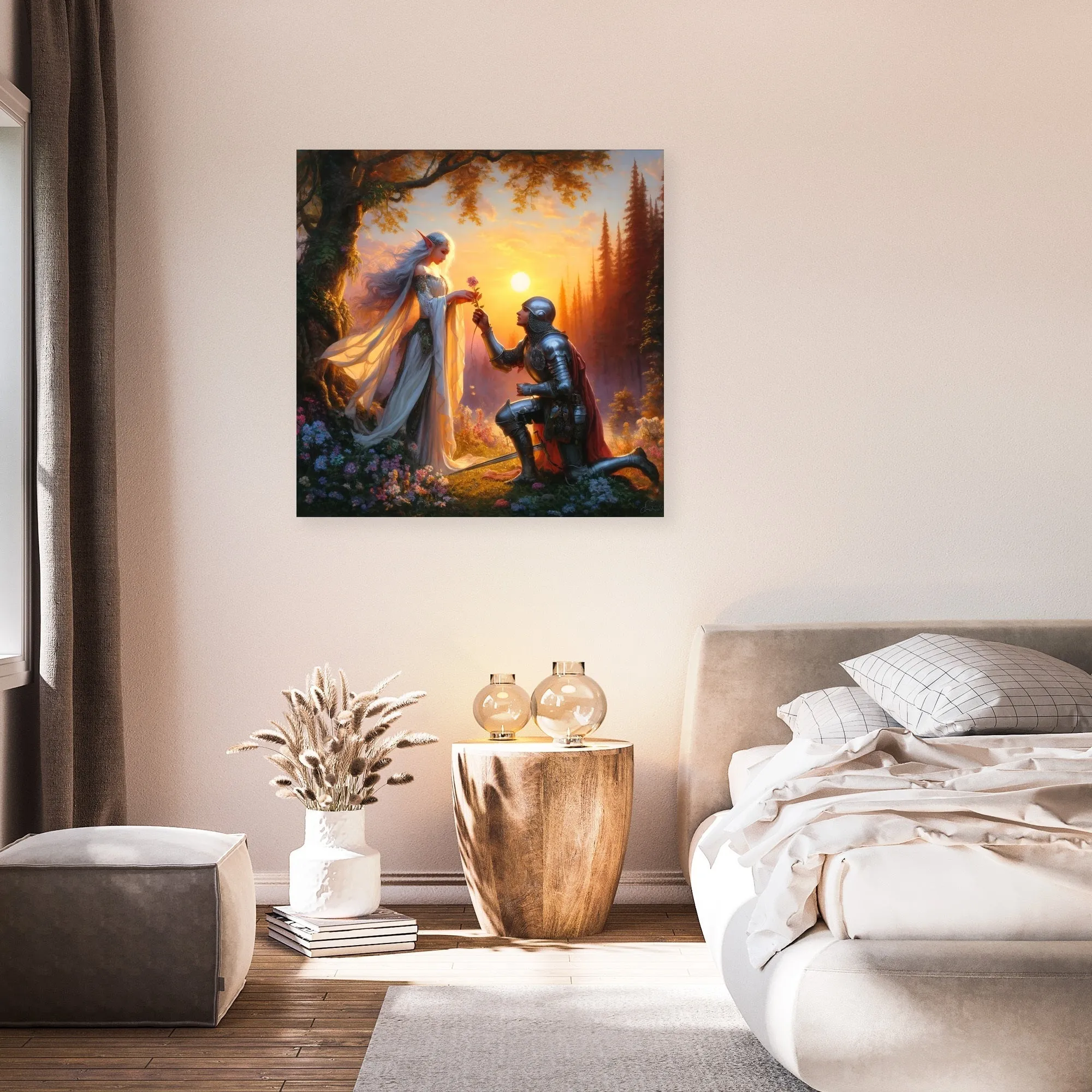 Sunset Vow Elf and Knight Canvas
