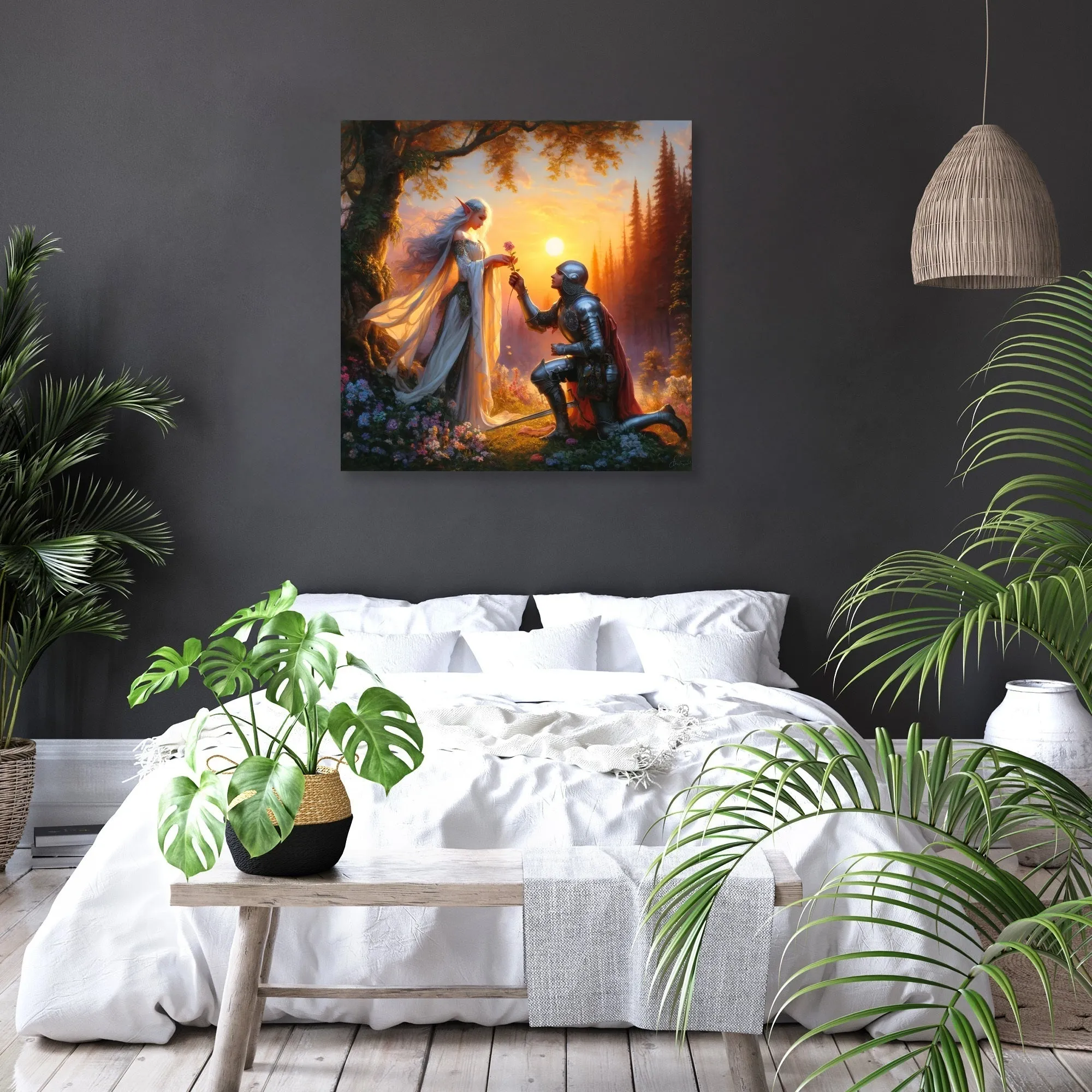 Sunset Vow Elf and Knight Canvas