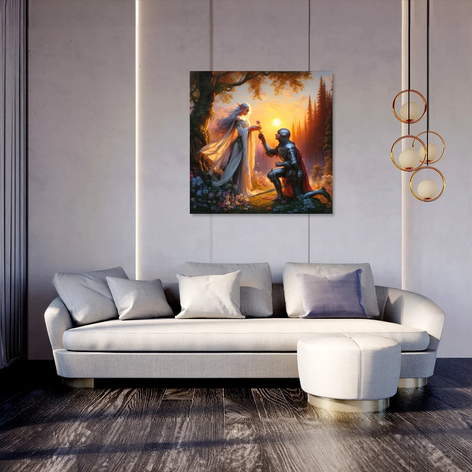 Sunset Vow Elf and Knight Canvas
