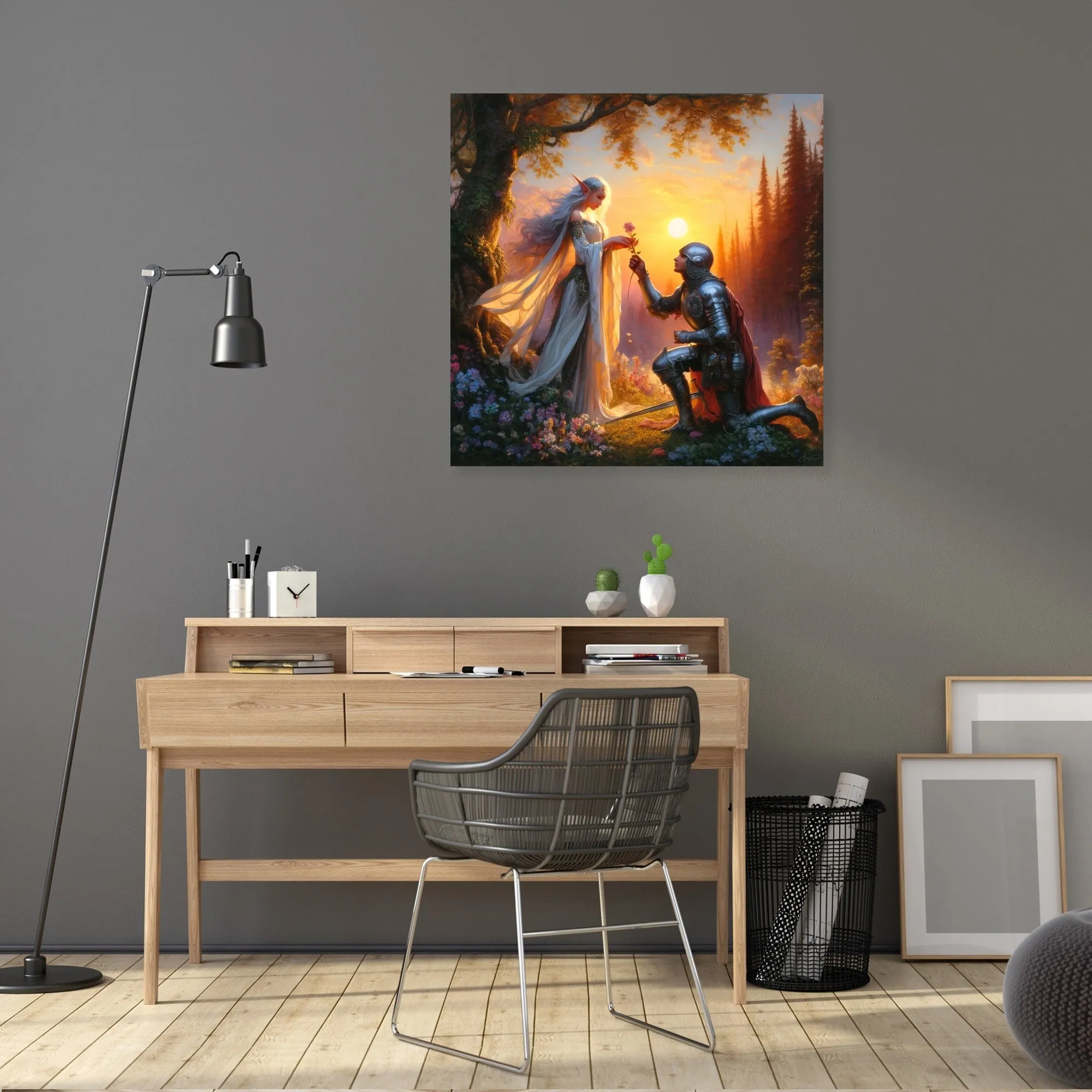 Sunset Vow Elf and Knight Canvas