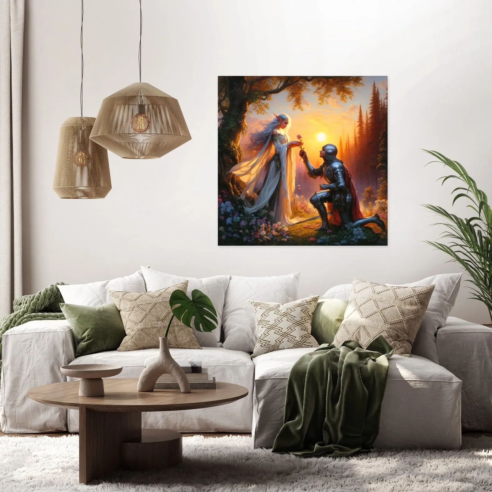 Sunset Vow Elf and Knight Canvas