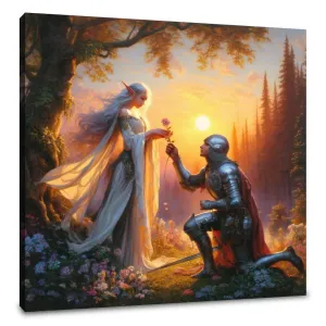 Sunset Vow Elf and Knight Canvas
