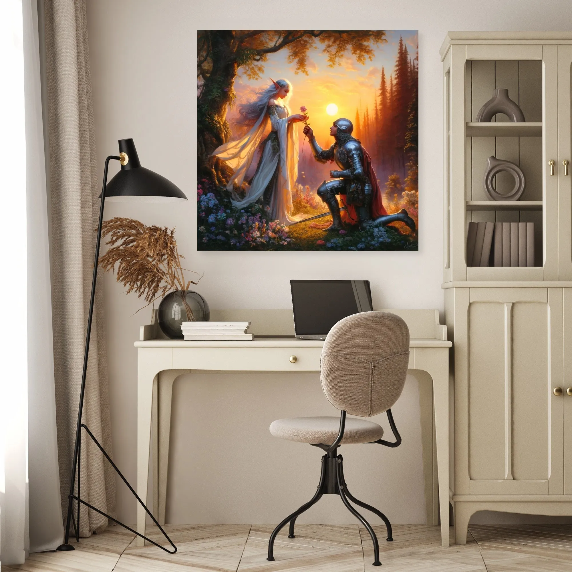 Sunset Vow Elf and Knight Canvas
