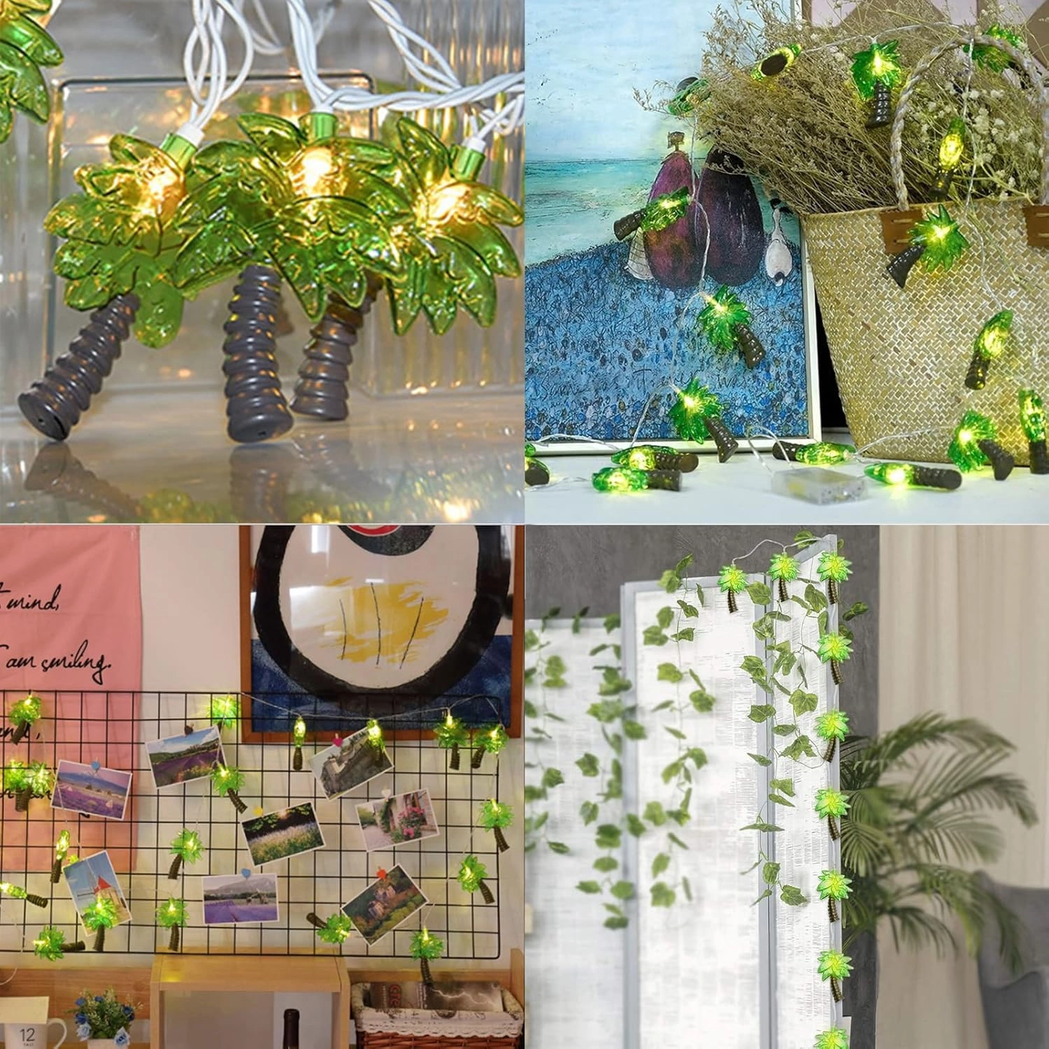 SUNSGNE 8.5Feet Palm Tree Patio Lights String - Summer Patio String Lights, Beach Themed Party Decorations, Tropical Party Decorations, Indoor Fun Lights, Birthday String Lights