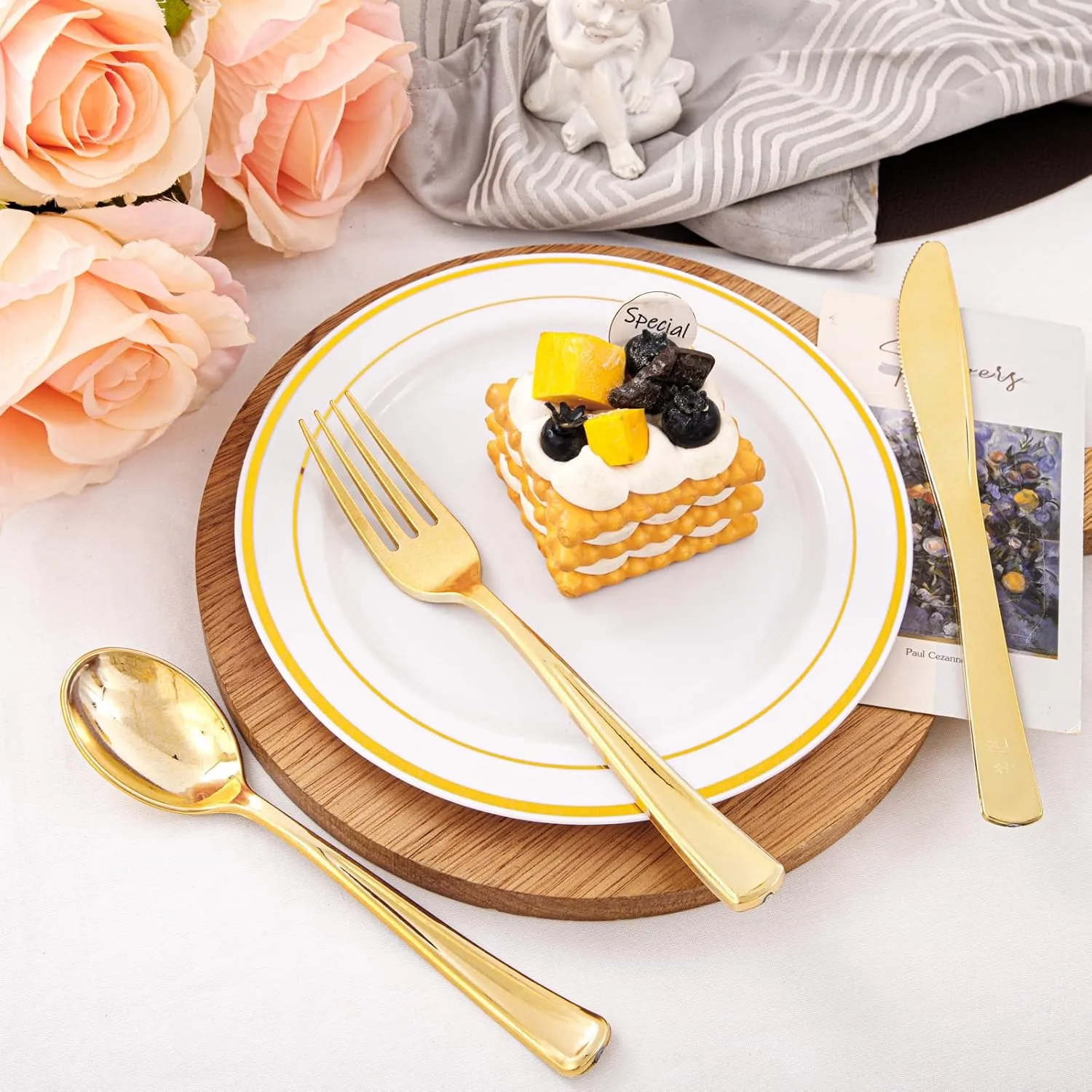 Supernal 360pcs Heavy Duty Silverware, Gold & Silver Plastic Sets for Parties with 120 Forks, Knives and Spoons